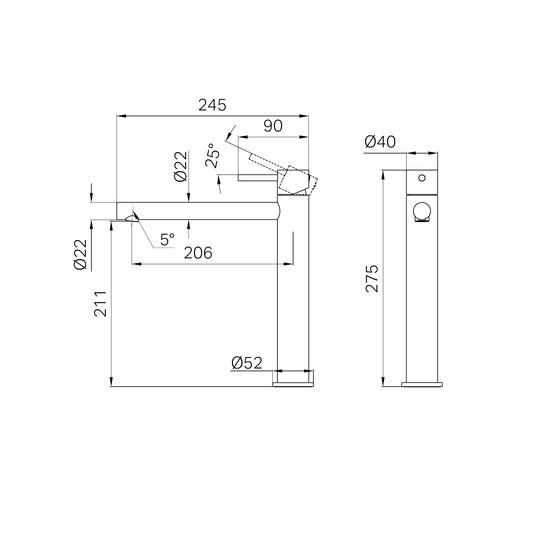 Dolce II Tall Basin Mixer Gun Metal