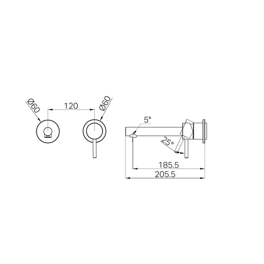 Dolce II Wall Basin/Bath Mixer Separate Back Plate Trim Kits Only Chrome