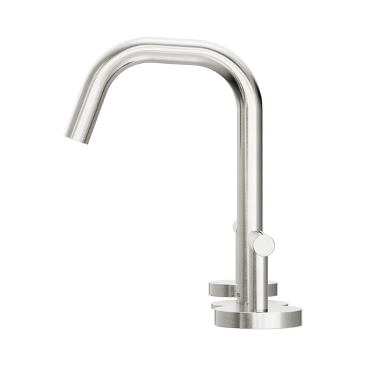 Mecca Lever Basin Set Edge Spout Brushed Nickel