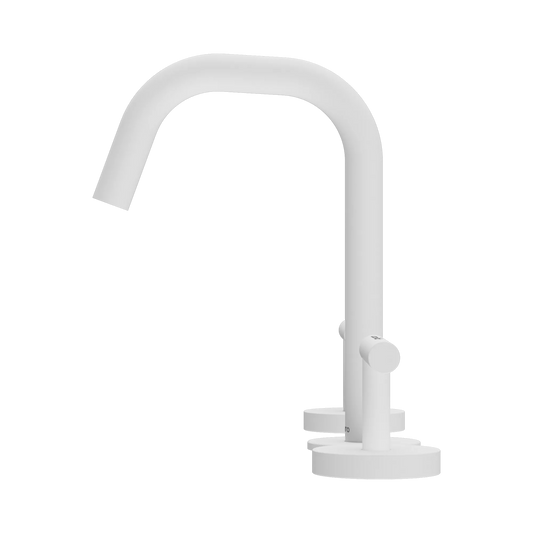 Mecca Lever Basin Set Edge Spout Matte White