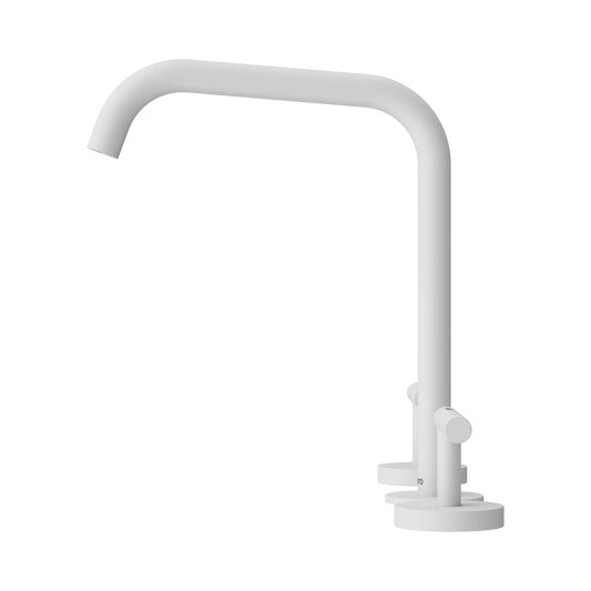 Mecca Lever Bath/Kitchen Set Edge Spout Matte White