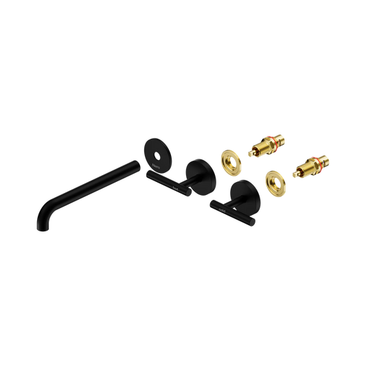 Mecca Lever Wall Basin/Bath Set 220mm Spout Trim kits Only Matte Black