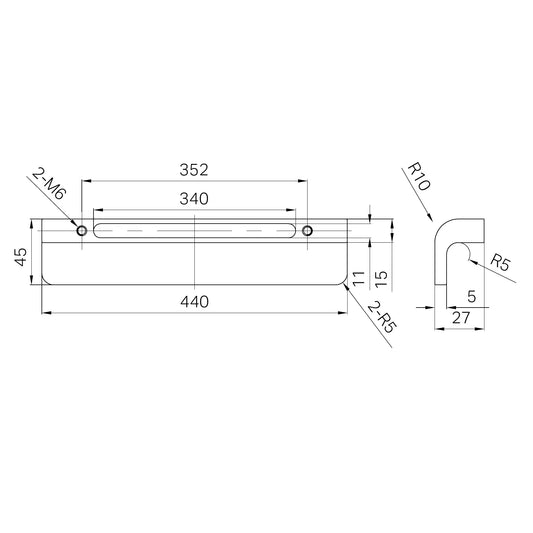 Bianca Appliance Pull 440mm Chrome