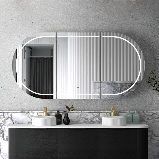 Bondi 1800mm Black Oak Wall Hung Curve Cabinet Only