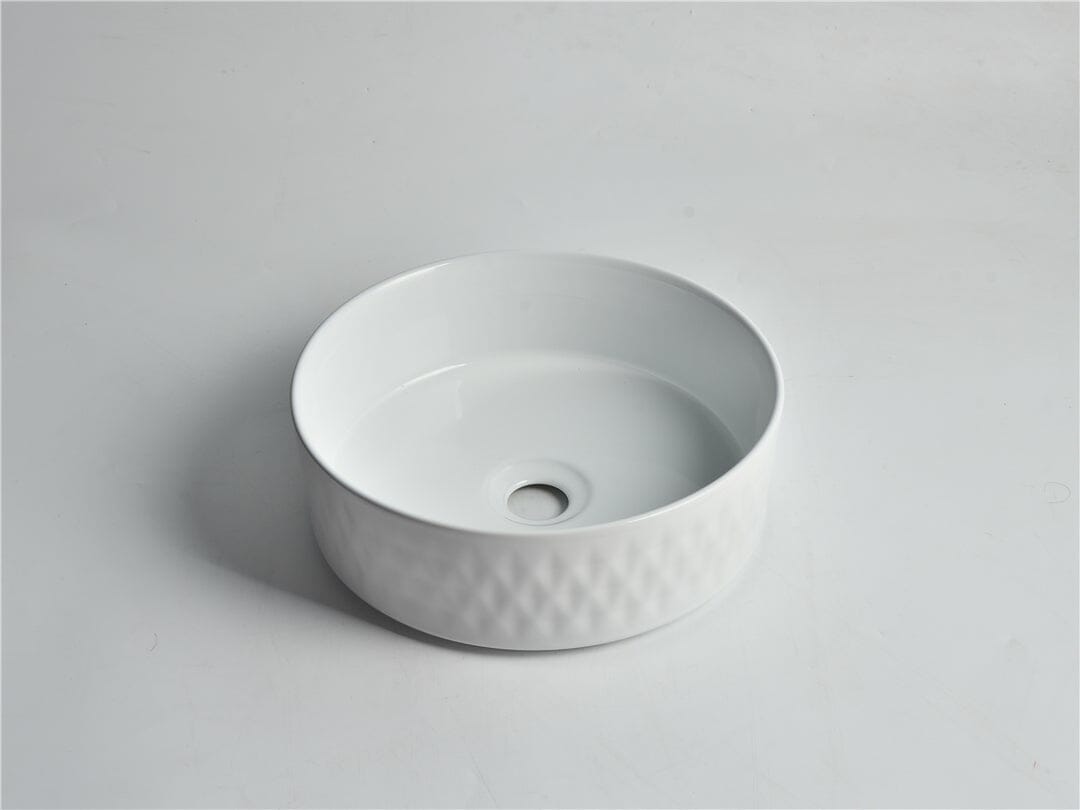 Luna - 360mm Gloss White Diamond Round Above Counter Basin - CLA-524-BR - 360*360*120mm