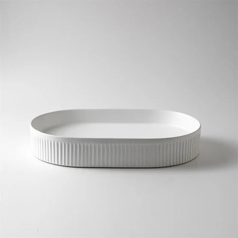 580*360*100mm Matte White with Fluted Design Above Counter Basin