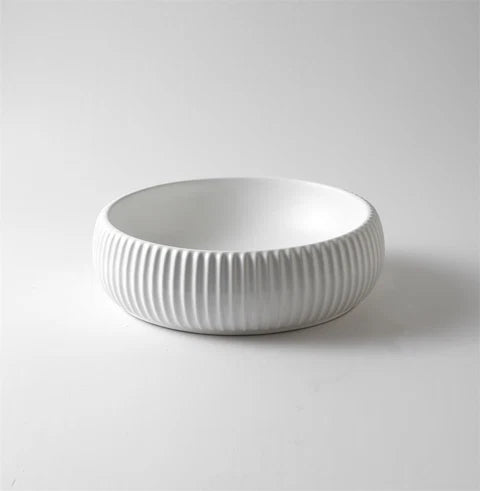 420*420*125mm Matte White with Fluted Design Above Counter Basin