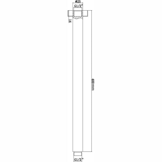 Round Brushed Nickel Ceiling Shower Arm 400mm