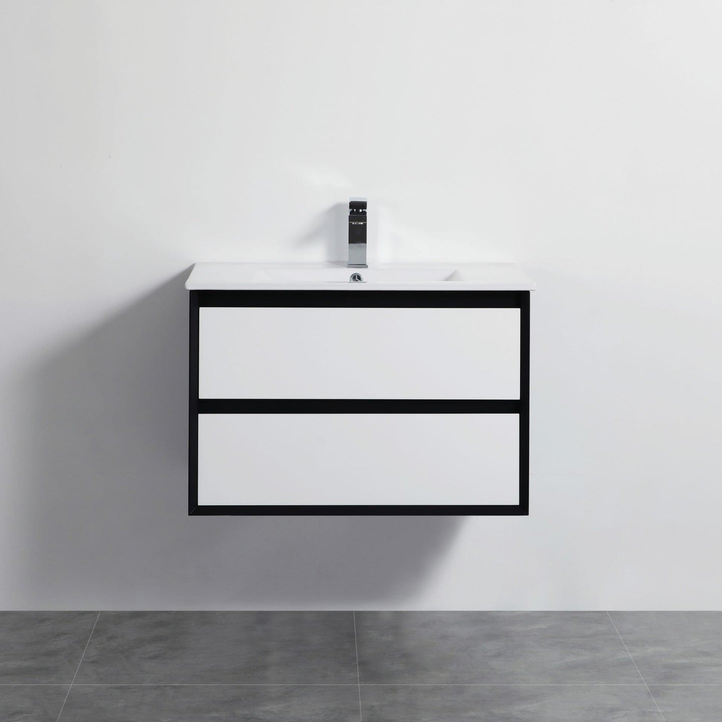Petra Wall Hung PVC Vanity - Matt White & Matt Black - 750mm