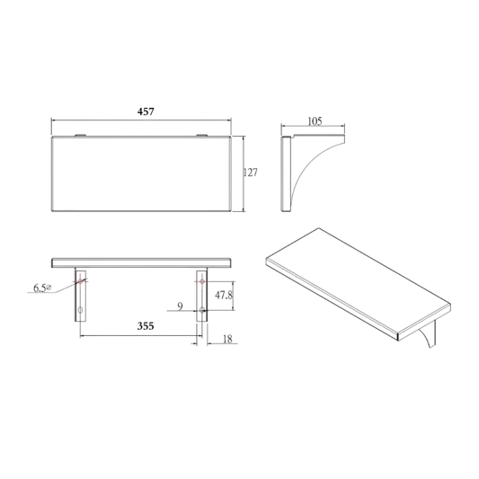 Utility Shelf 457x127mm SS
