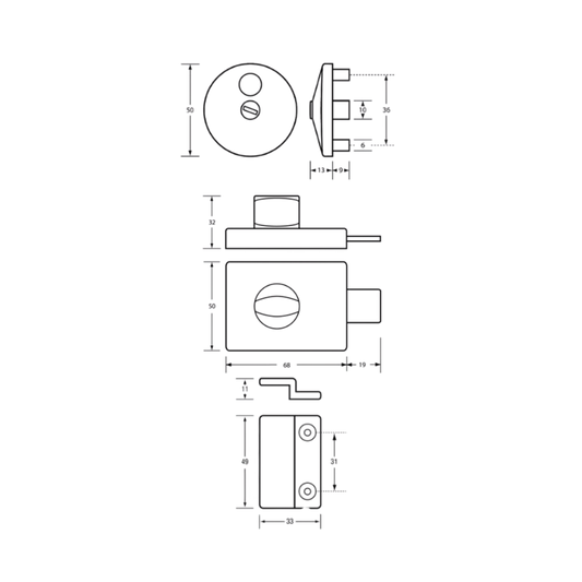 300 Series Designer Black Lock and Indicator Set - With Screw Fixings