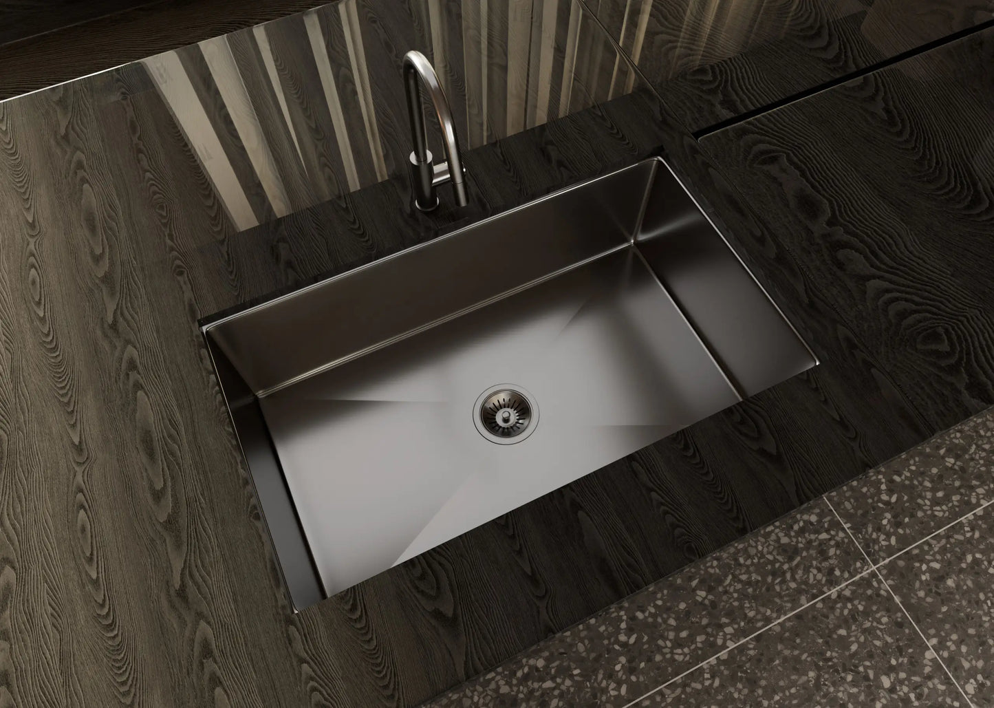 750mm Stainless Steel Kitchen Sink - Single Bowl - Gun Metal