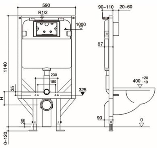 Frame In-wall Cistern
for wall hung pan