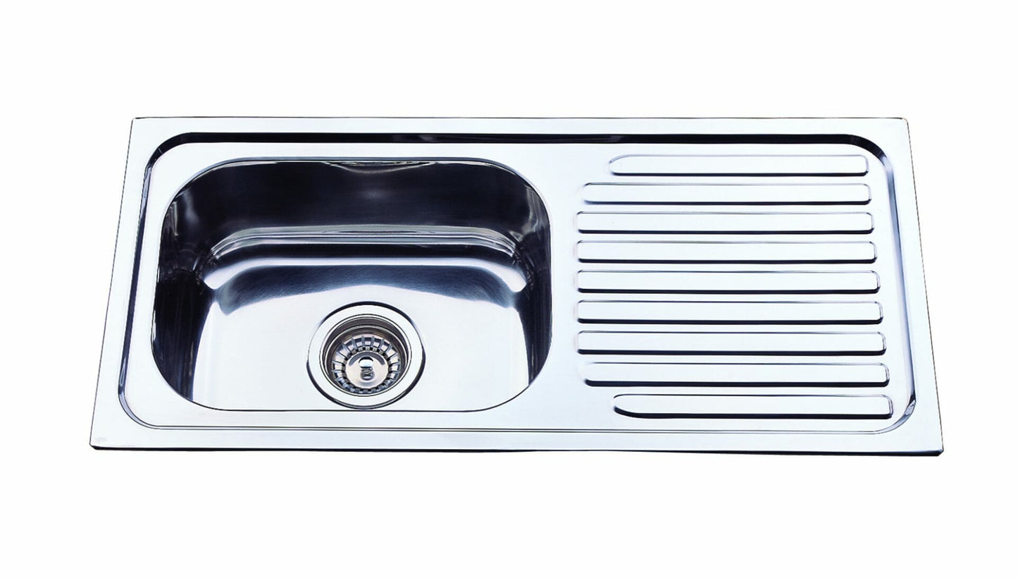 Single Bowl & Single Drainer 765x365mm - Stainless Steel