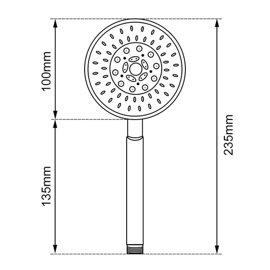 Round 5 Functions Black ABS Handheld Shower