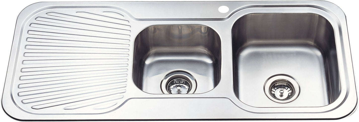 Cora 1 & 3/4 Bowl & Single Drainer - 1080x480x170mm - Stainless Steel