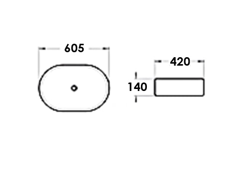Artis Oval Above Counter Gloss White Basin No Overflow 605x420x140