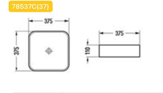 375mmx375mm Above Counter Basin - Matte White