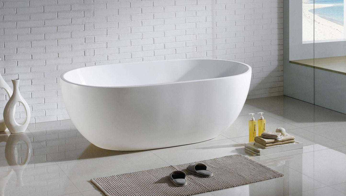 1300mm Freestanding Bathtub - No Overflow - Gloss White
