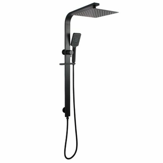 10 Square Black Wide Rail Shower Station Top Water Inlet with 3 Functions Handheld