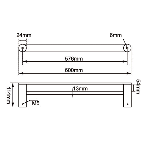 RUSHY Series Chrome Double Towel Rail 600mm