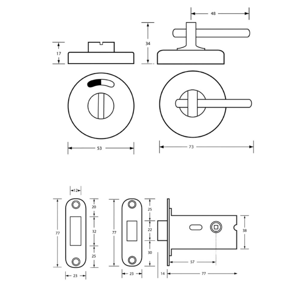 400AOFF Morticed Lock and Indicator Set – With Screw Fixings