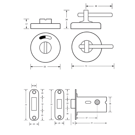 400AOFF Morticed Lock and Indicator Set – With Screw Fixings