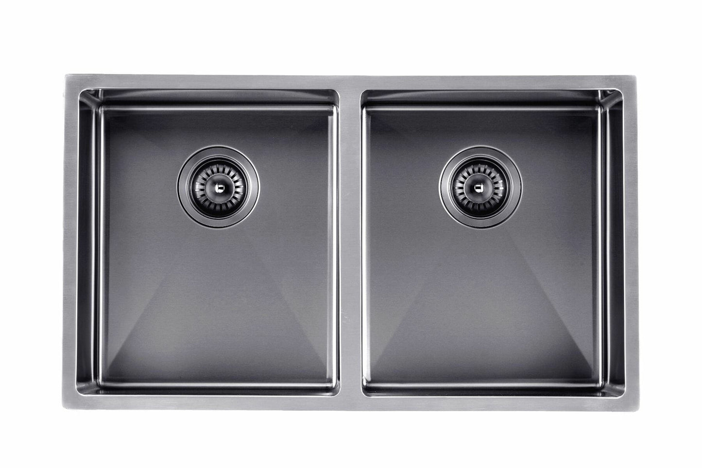 1.2mm Handmade Top/Undermount Double Bowls Kitchen Sink - Gun Metal Grey - 820x457x230mm