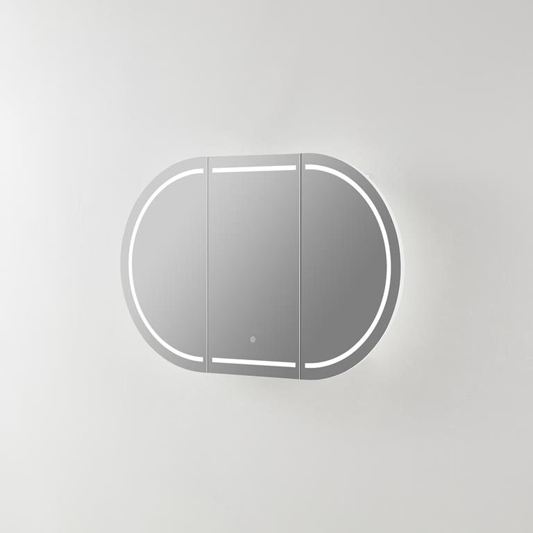 900mmx600mm Olivia Oval LED Shaving Cabinet - Matte White