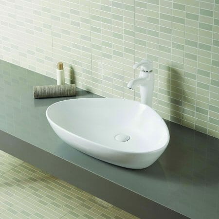 Gloss White Triangular Ceramic Basin - 590x440x140mm