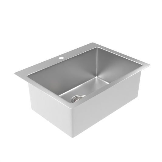 Quadra 635mm Single Bowl Sink with Tap Landing - Brushed Stainless