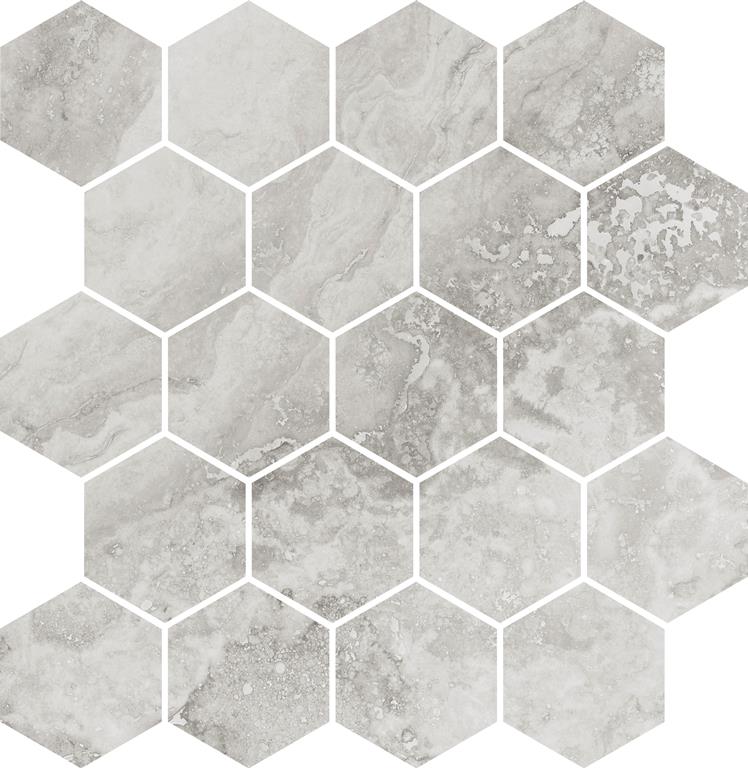 IMPERIAL STONE MOSAIC - LIGHT GREY HEXAGON / FELLTEC Finish - 300X330 | SOLD PER SHEET - 11PCS PER BOX = 1.089 SQM / 1 PC = .099 SQM