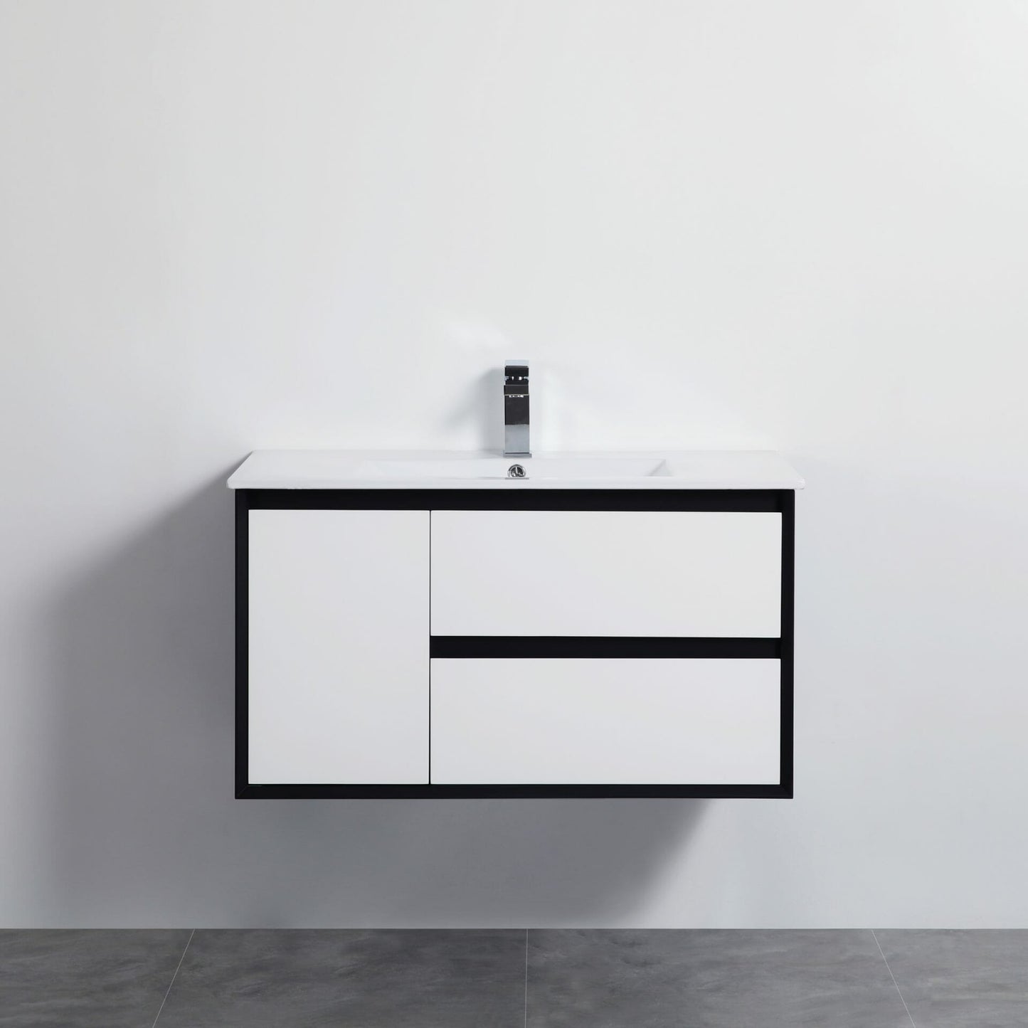 Petra Wall Hung PVC Vanity - Matt White & Matt Black - 900mm