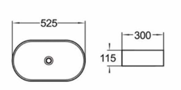 525mmx300mm Above Counter Basin - Matte White