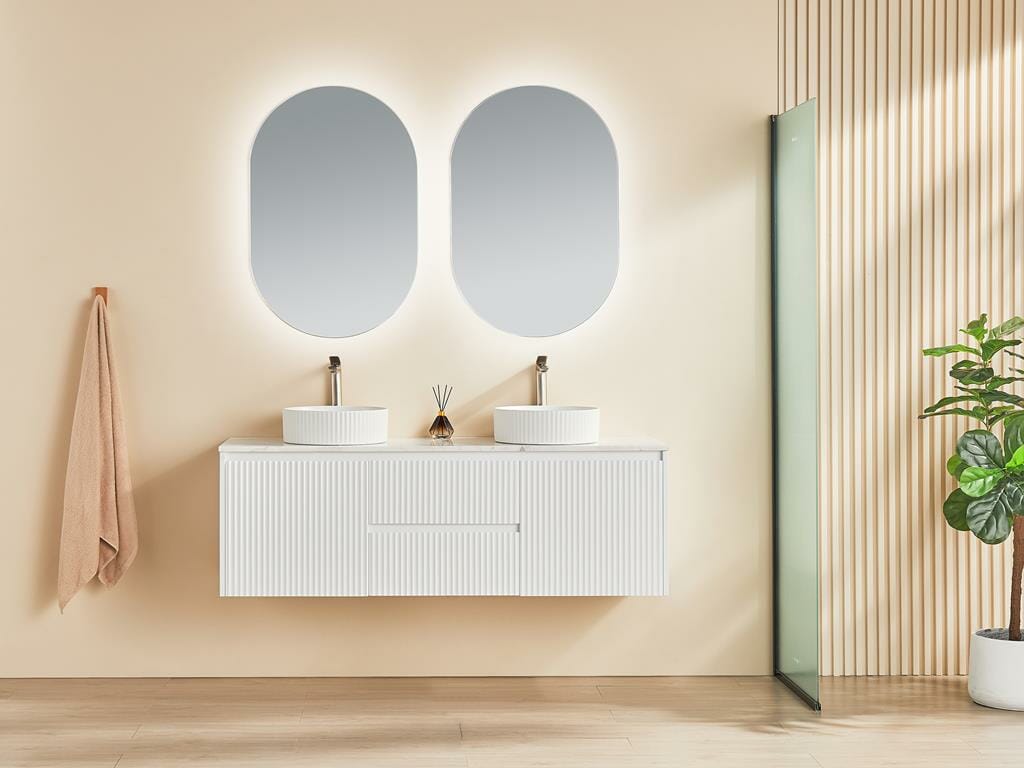Brindabella Wall Hung Vanity - Middle Drawers Drawers - Matt White - 1500mm
