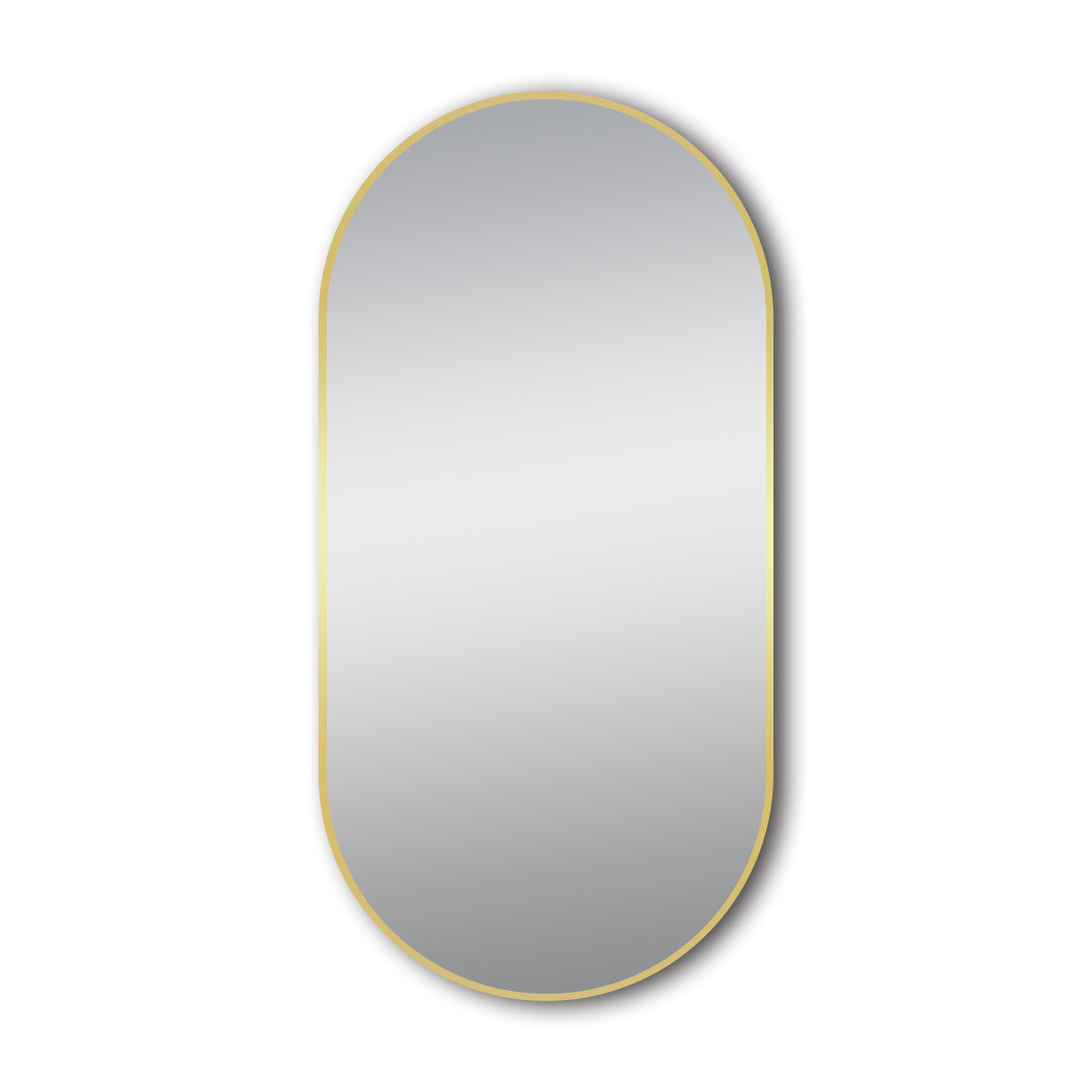 Matte Brushed Gold Oval Framed Mirror - 500x1000mm