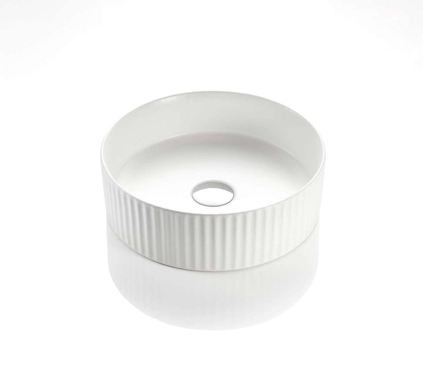 360mm Cascade Fluted Above Counter Basin - Gloss White