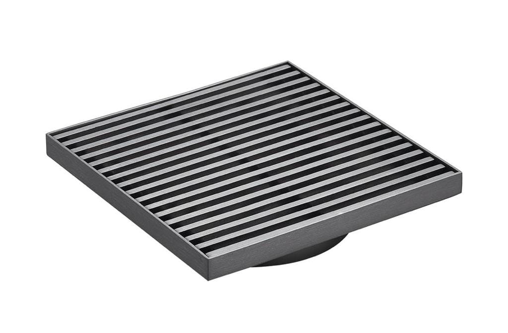 Gun Metal Grill Floor Drain - 115x115mm - (80 mm Outlet)