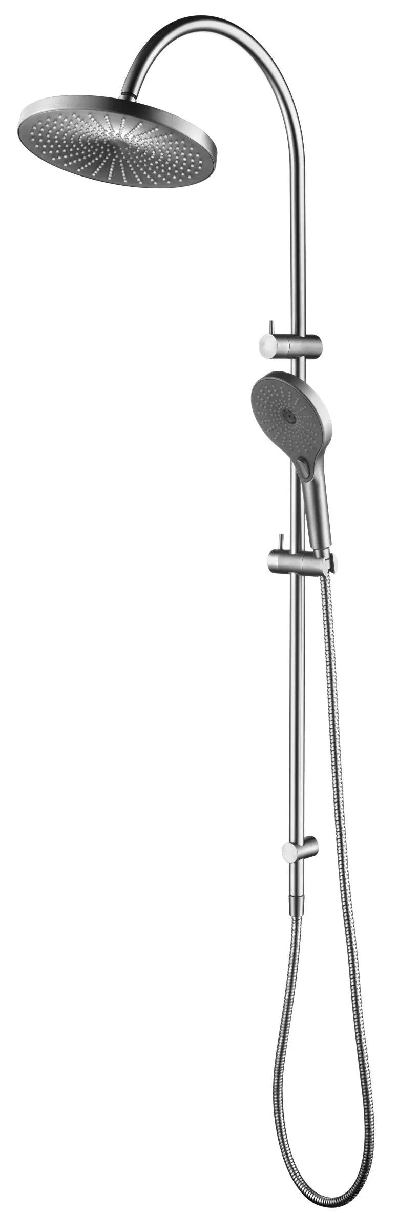 Mica Gooseneck Dual Shower Rail - Brushed Nickel