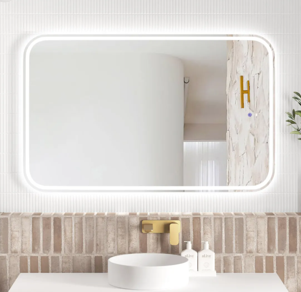 LED Newport 1200(W)x750(H) Frameless Tuffi Mirror - Install Horizontal or Vertical