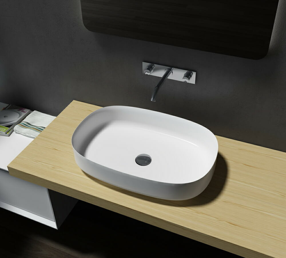 Matte White Artificial Stone Basin - 600 x 400 x 130mm