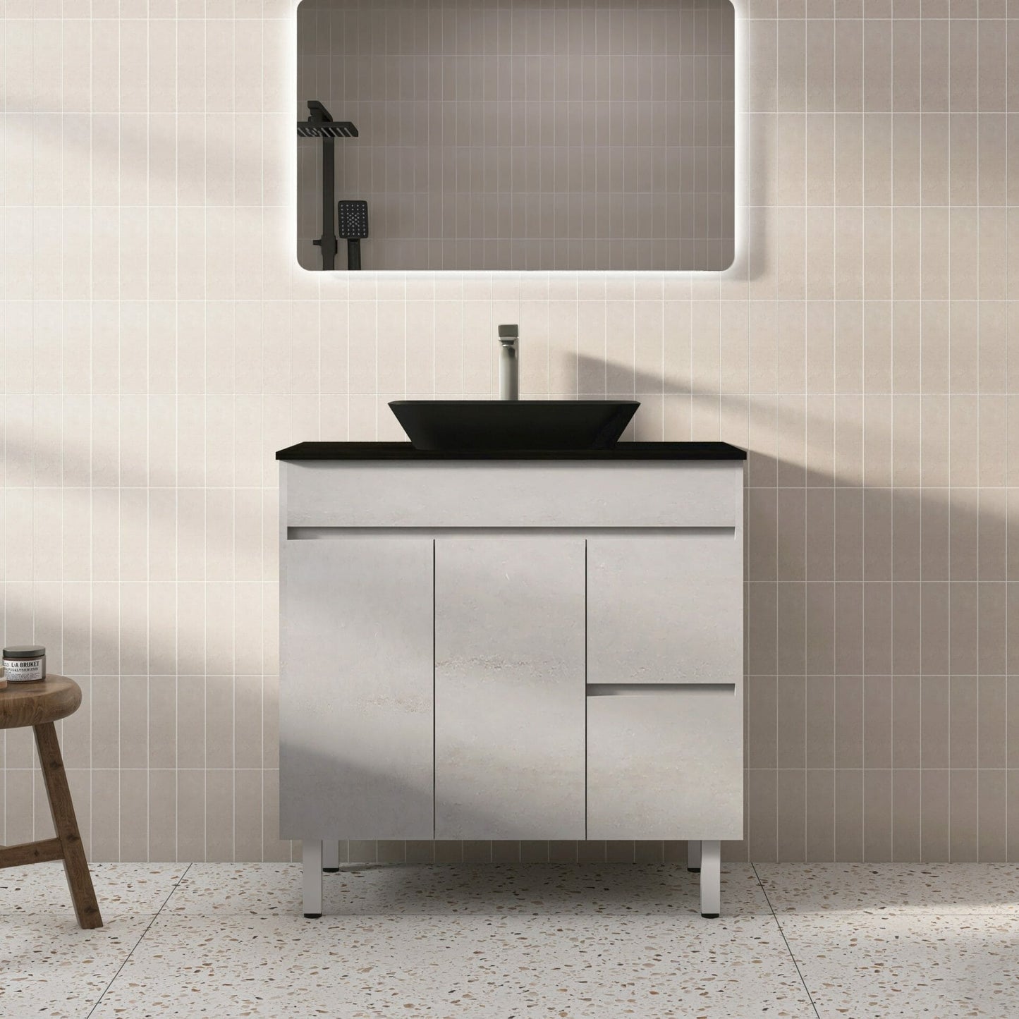 Nova Plywood Floor Vanity - Concrete Grey - 900mm