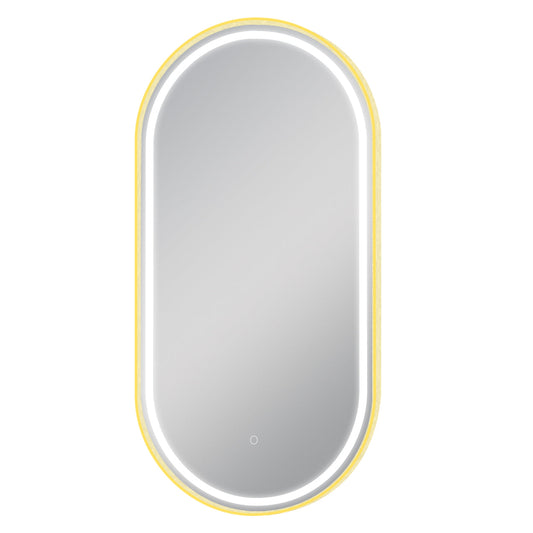 Brushed Gold Oval Framed LED Mirror