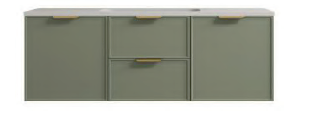 1200mm Miami Wall Hung Vanity PVC Cabinet Only - Single/Double Bowl - Olive Green