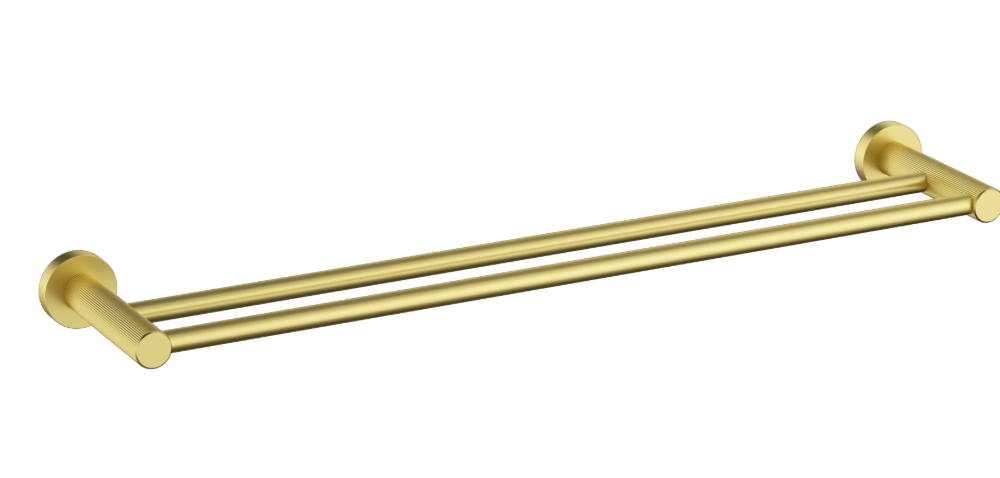 Linie Double Towel Rail 600 mm In Brushed Gold