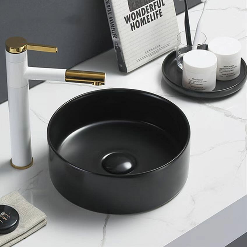Above Counter Ceramic Basin - Matt Black - Round - 301mm