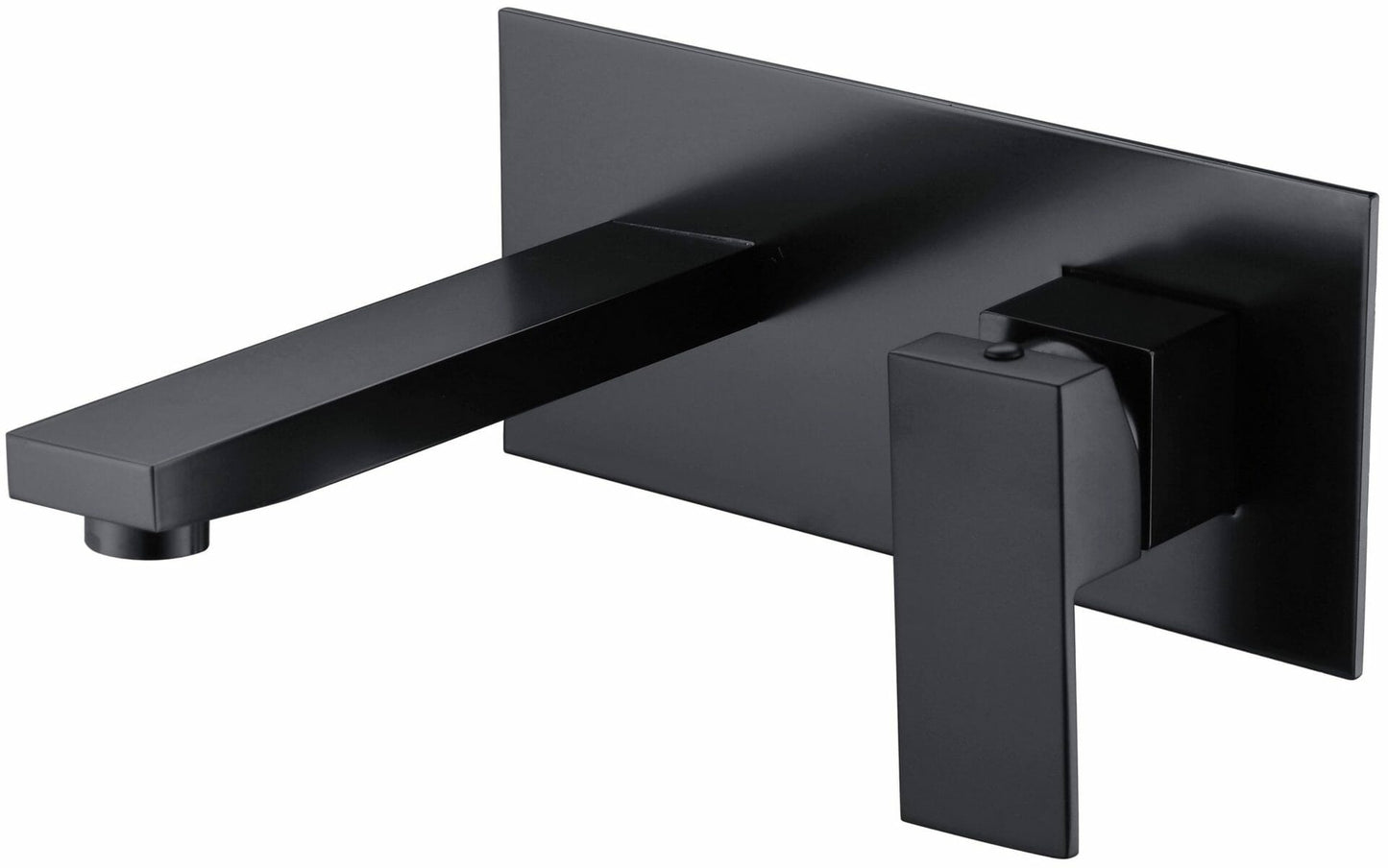 Rosa Square Bath Wall Basin Mixer With Spout - Matt Black