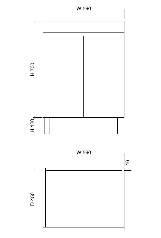 Forest Single Bowl Freestanding Vanity(Leg/ Kickboard)-Light oak W590xH820xD450mm