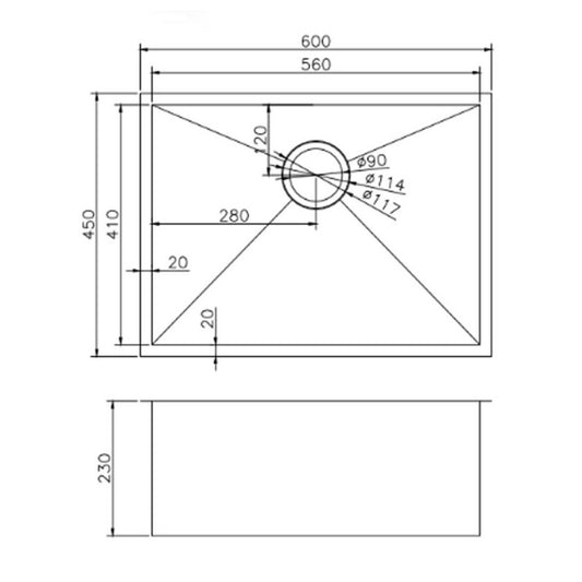 (C-600)Round Corner Chrome Stainless Steel Handmade Single Bowl Kitchen Sink 600*450*230mm