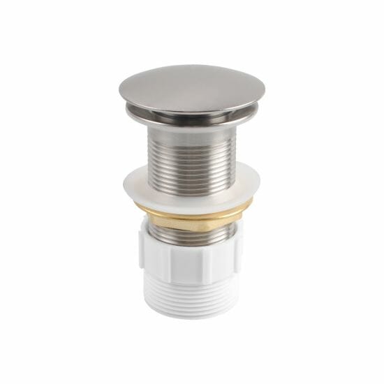 32/40mm Solid Brass Basin Mushroom Pop Up Waste - Brushed Nickel - NO Overflow